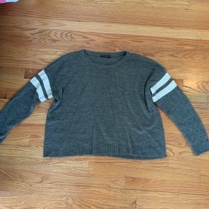 BRANDY MELVILLE Gray Sweater with White Stripe